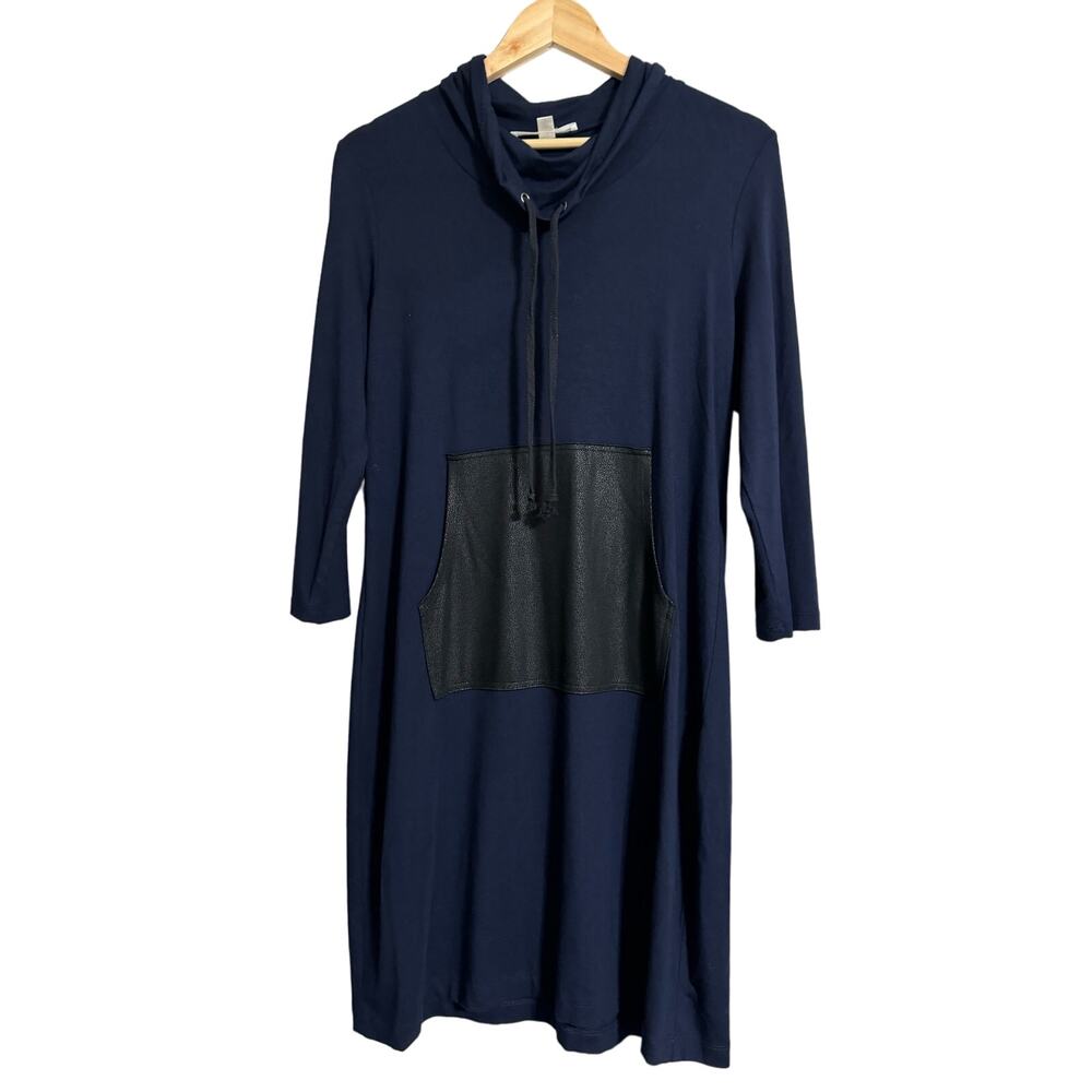 Karen Kane Navy Rolled Neck  Shirt Dress Large